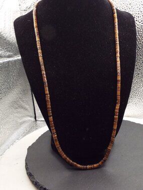 GOLDEN BROWN PEN SHELL HEISHI 24" L. NECKLACE 1